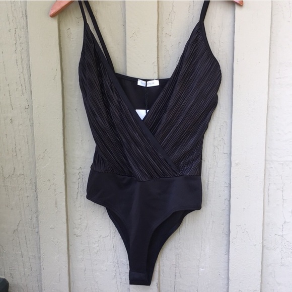 new. sexy black pleated bodysuit - Picture 2 of 6